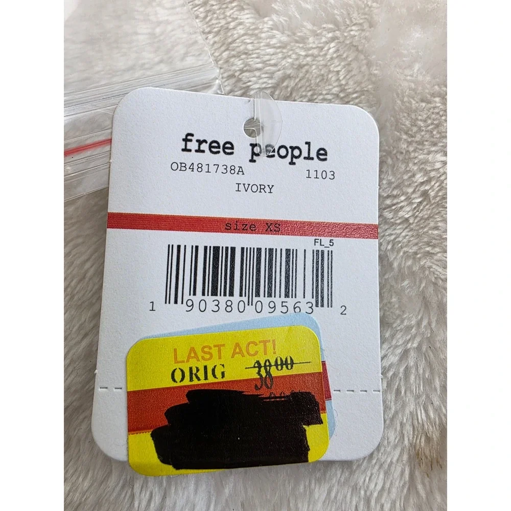 Free People Bobbi + Bricka Bralette‎ Ivory Ribbed Racerback XS OB481738A
